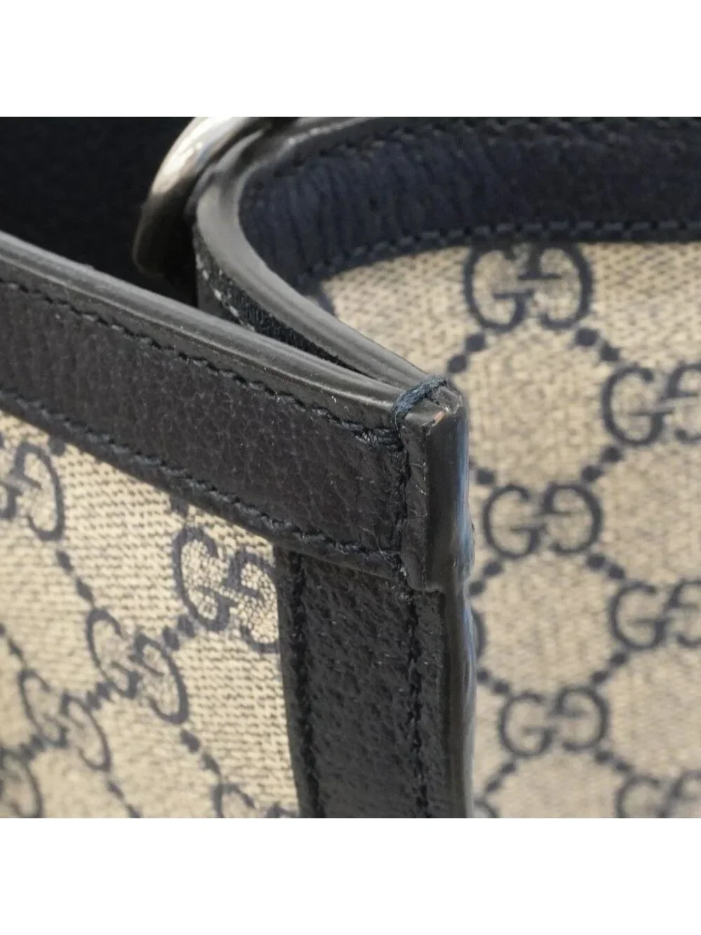 Gucci Tote Ophidia Leather Navy Silver 2-Way